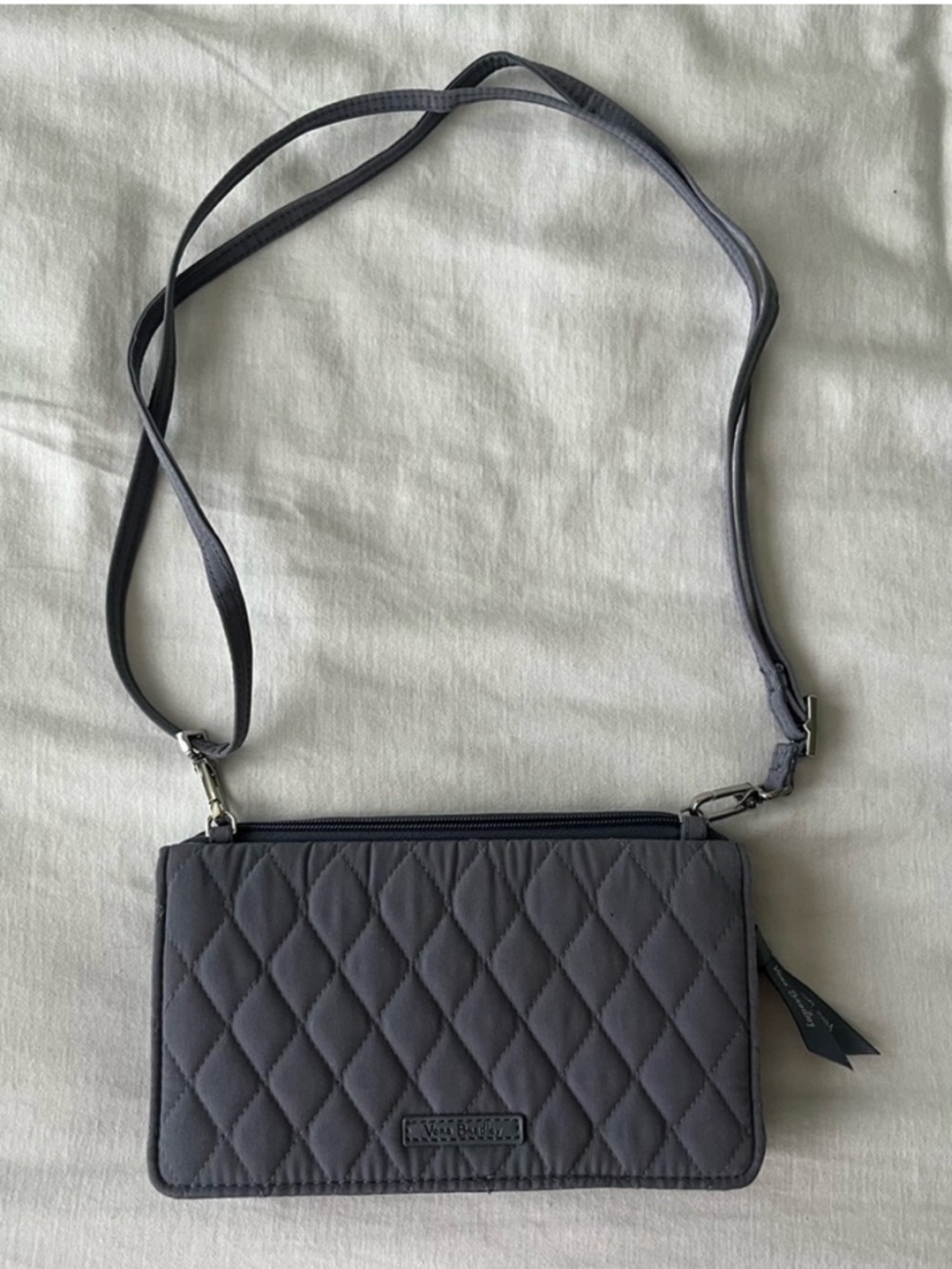 Vera Bradley Quilted Gray Crossbody Wallet